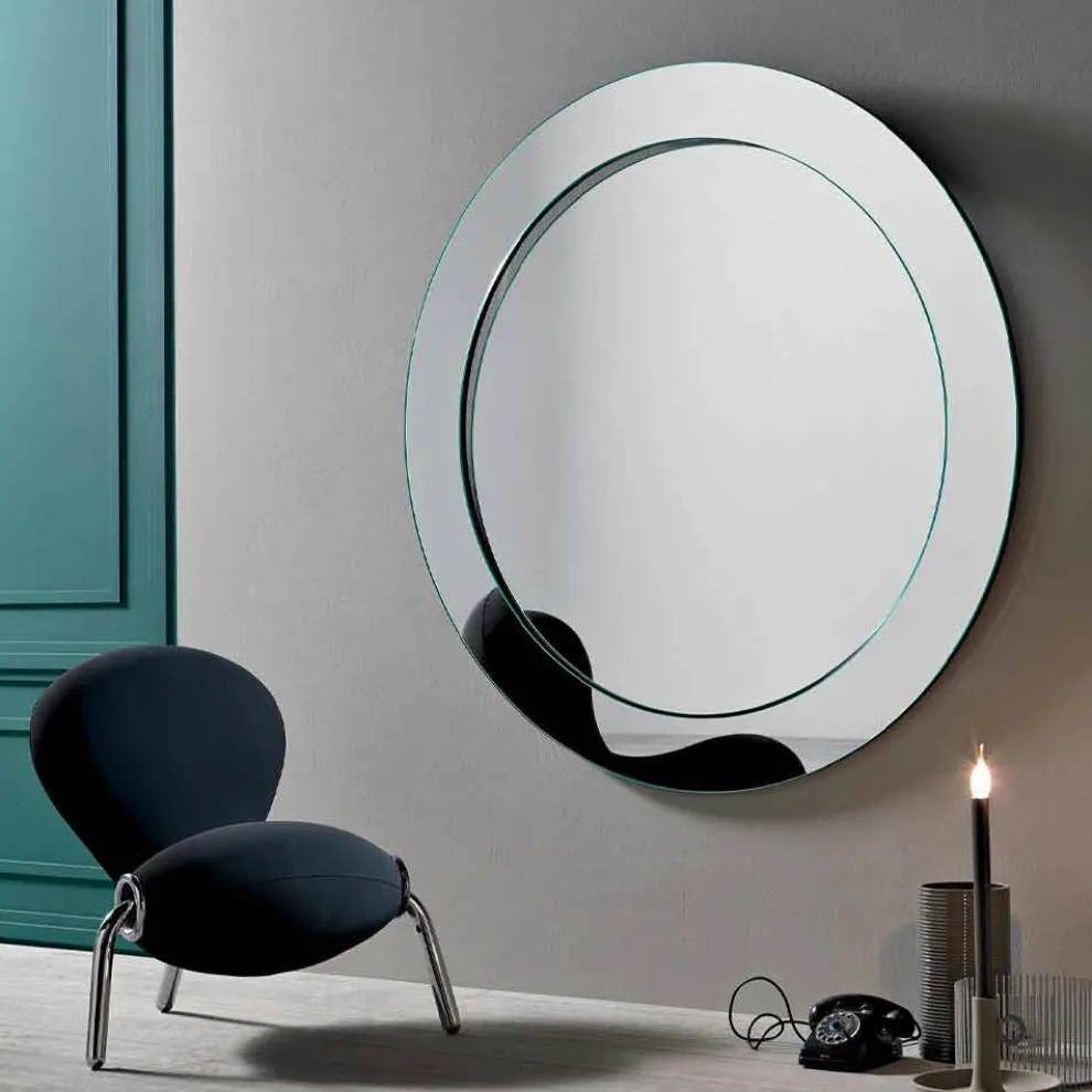 Runder Wandspiegel mit geneigtem Rahmen Made in Italy - Salamina