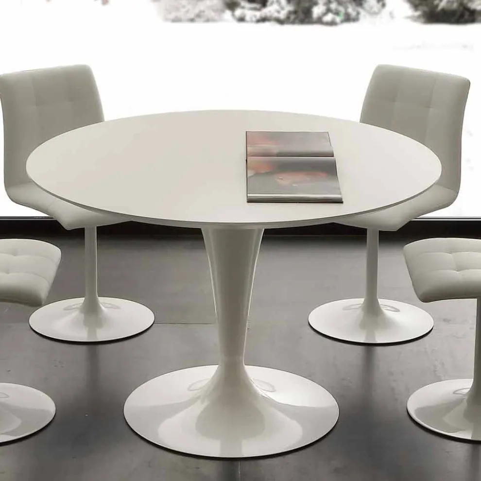 Runder weisser Essitisch Topeka, in modernem Design