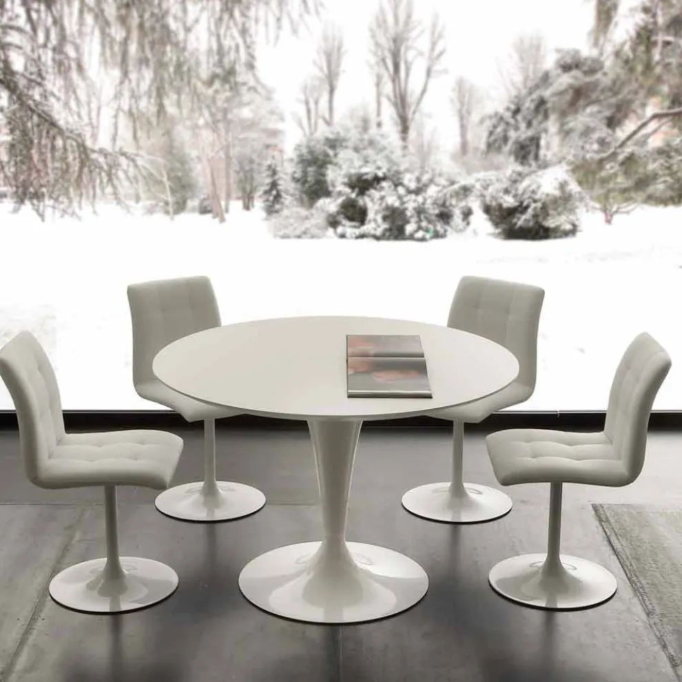 Runder weisser Essitisch Topeka, in modernem Design