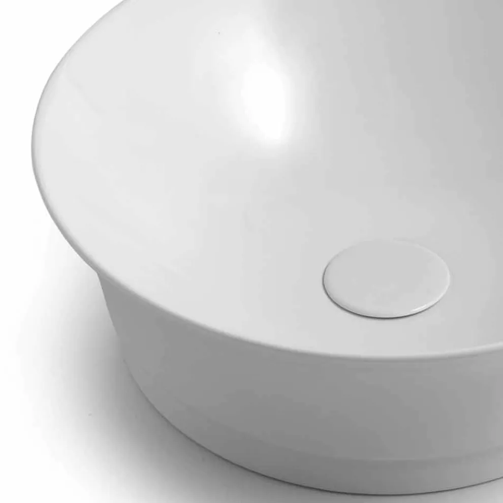 Rundes Arbeitsplatten-Design-Waschbecken aus Keramik Made in Italy - Zarro