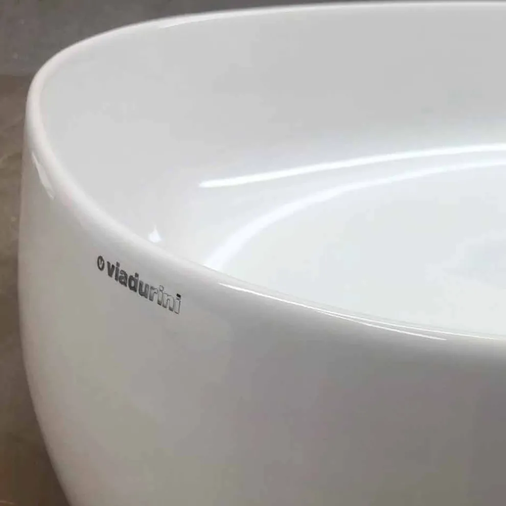 Rundes Arbeitsplatten-Design-Waschbecken aus Keramik Made in Italy - Zarro