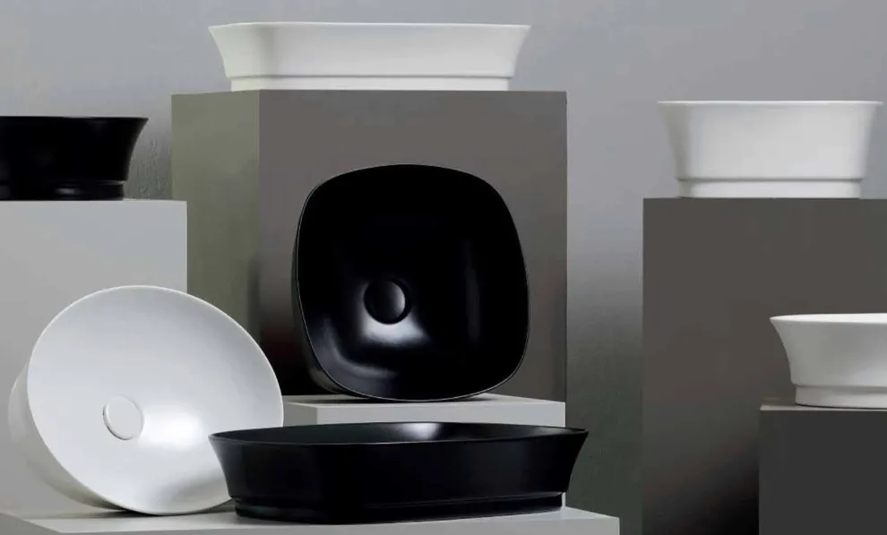 Rundes Arbeitsplatten-Design-Waschbecken aus Keramik Made in Italy - Zarro