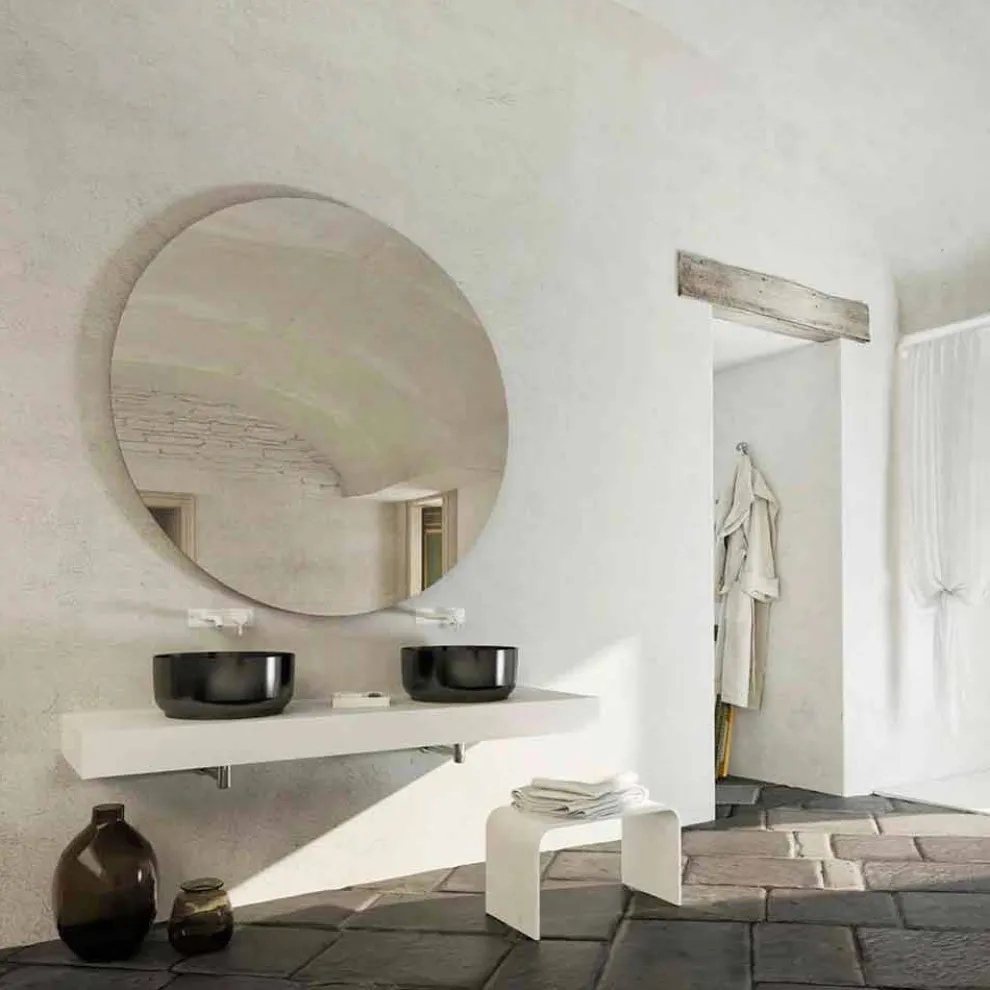 Rundes Aufsatzwaschbecken Dalmine,mit modernem Design, made in Italy