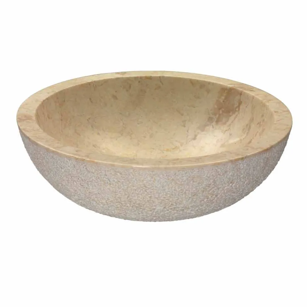 Rundes Aufsatzwaschbecken aus beigen Naturstein Pai Modell
