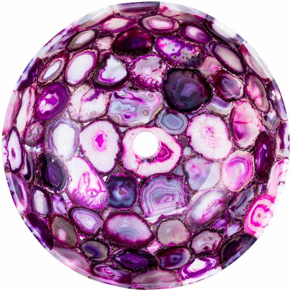 Rundes Aufsatzwaschbecken aus Achatstein - Buffalo