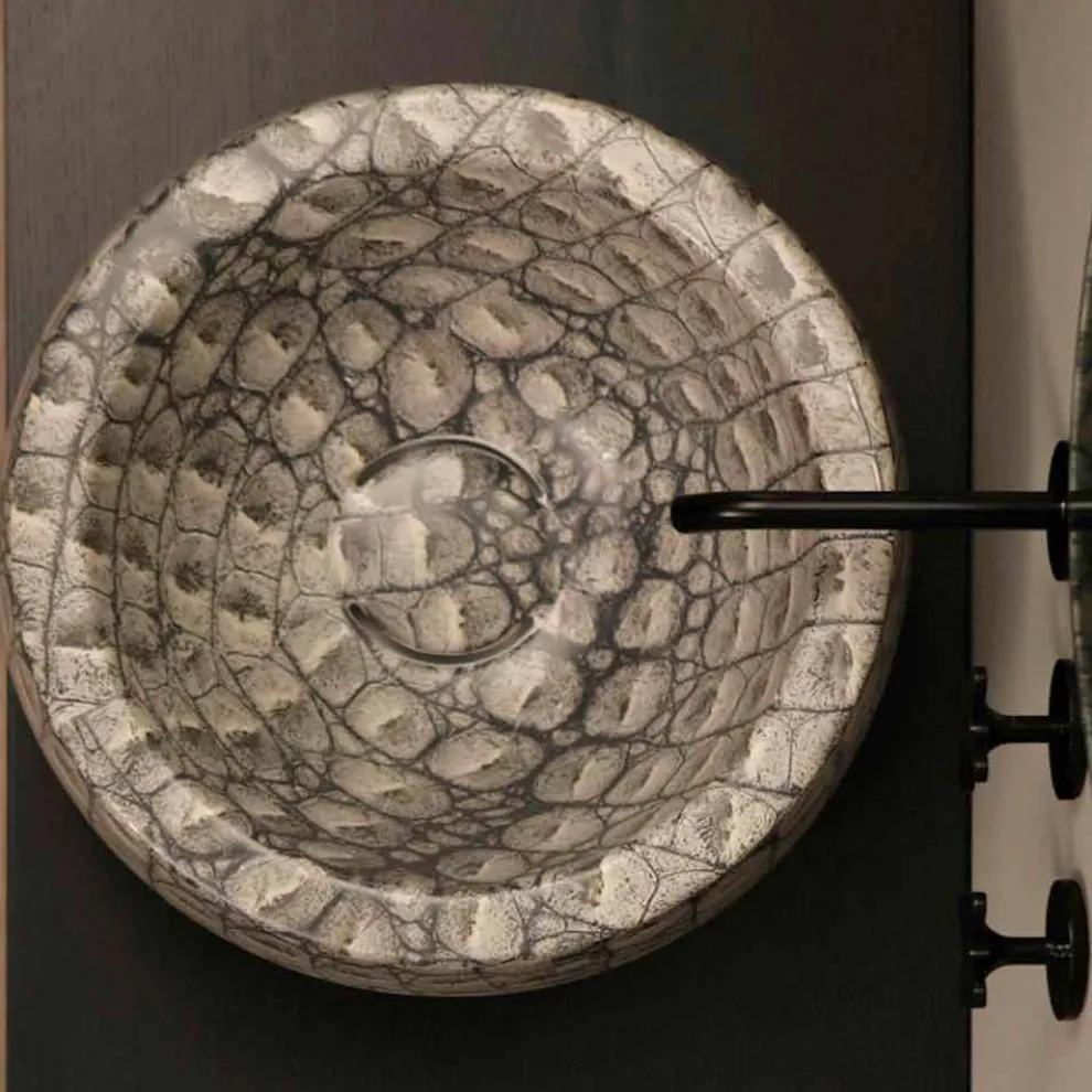 Rundes Aufsatzwaschbecken, Keramik, Kaiman, Design made in Italy Elisa