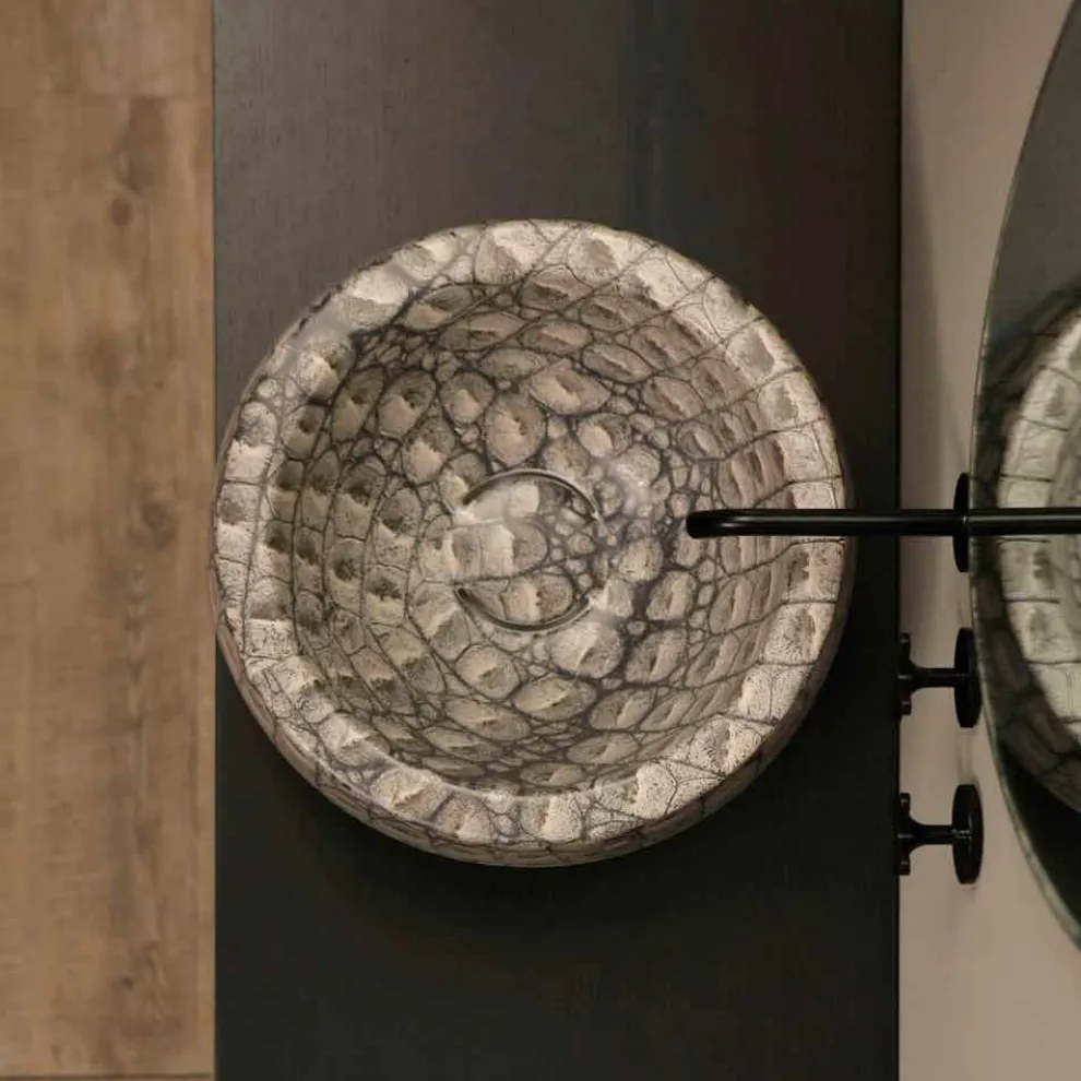 Rundes Aufsatzwaschbecken, Keramik, Kaiman, Design made in Italy Elisa