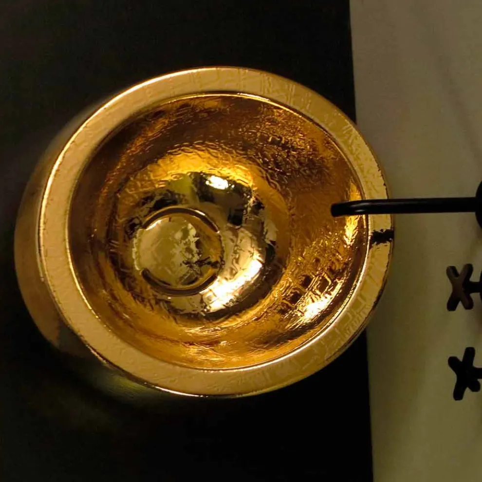 Rundes Aufsatzwaschbecken aus Keramik-gold Design made in Italy Elisa