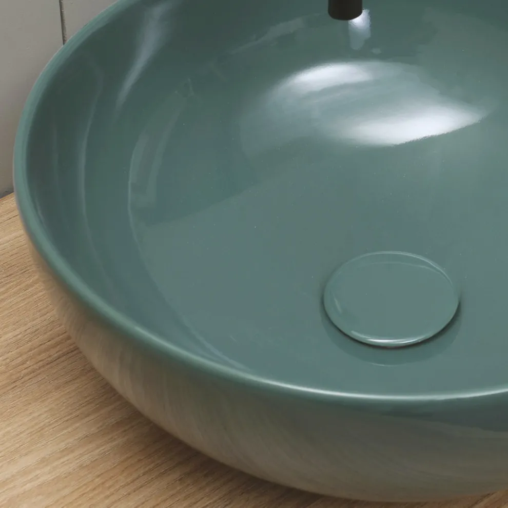 Rundes Aufsatzwaschbecken aus glänzender Keramik L 40 Made in Italy - Chicco