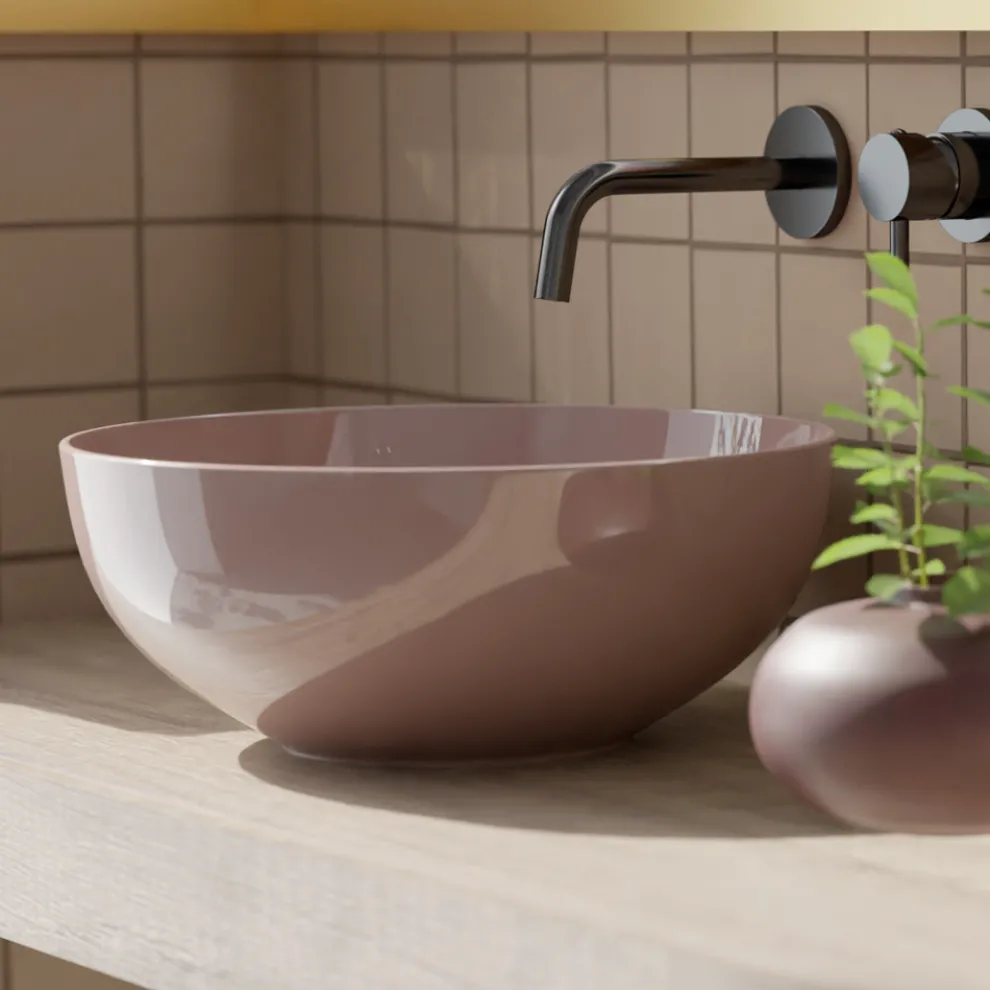 Rundes Aufsatzwaschbecken aus glänzender Keramik L 40 Made in Italy - Chicco