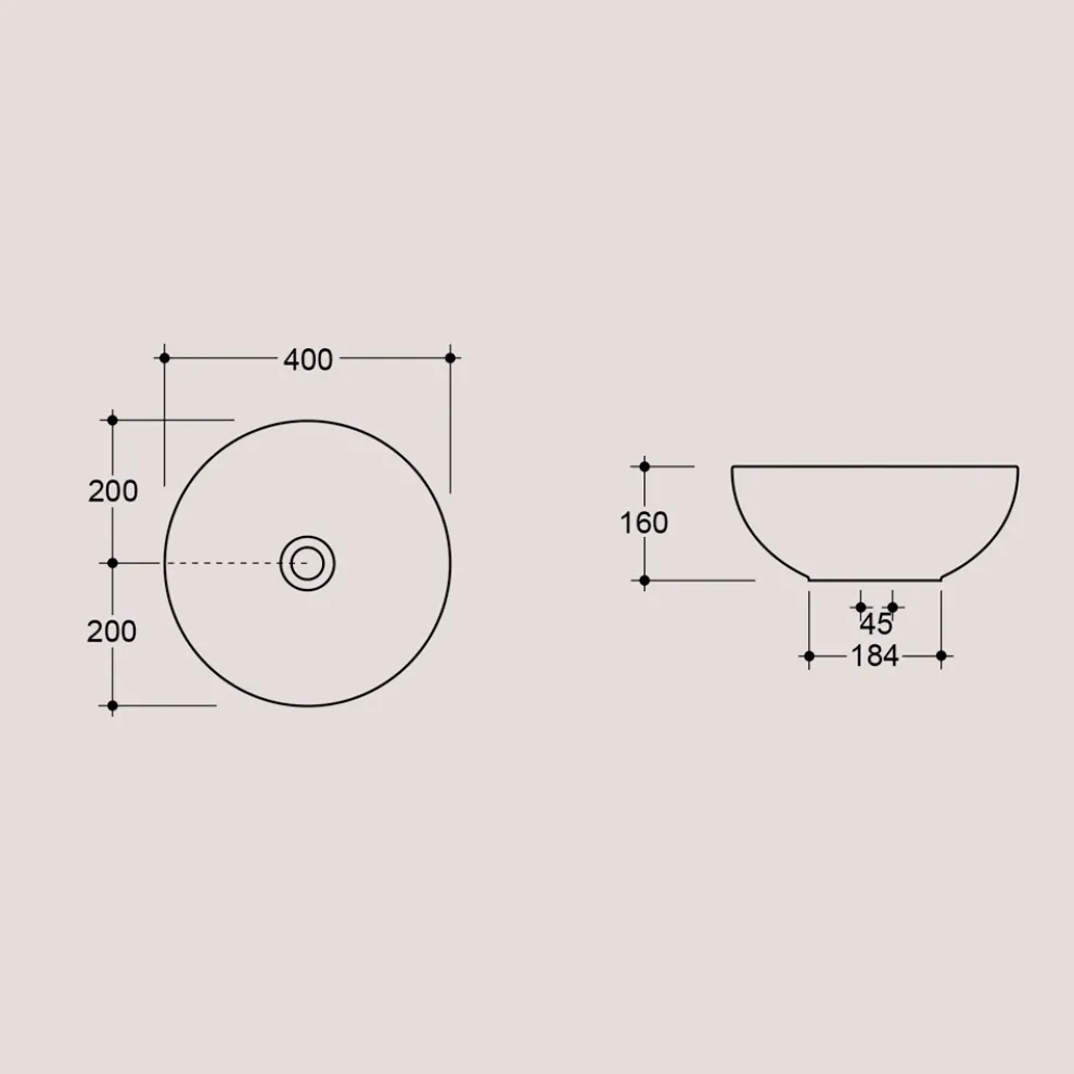 Rundes Aufsatzwaschbecken aus glänzender Keramik L 40 Made in Italy - Chicco