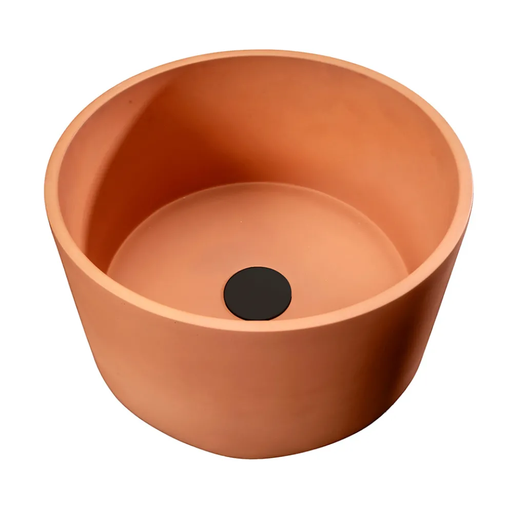 Rundes Aufsatzwaschbecken aus Mali-Orange-Terrazzo – Azalee