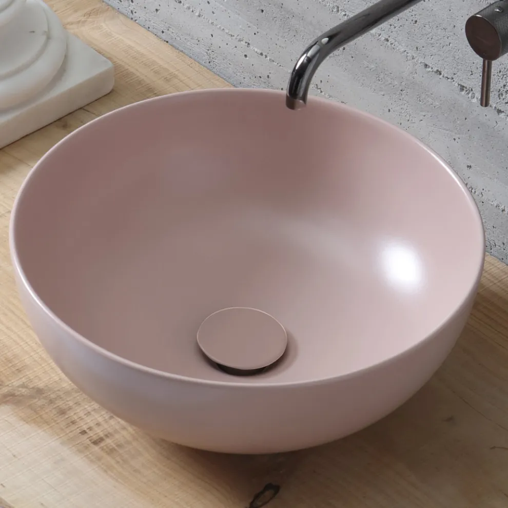 Rundes Aufsatzwaschbecken aus farbiger Keramik, L 40 cm – Chicco