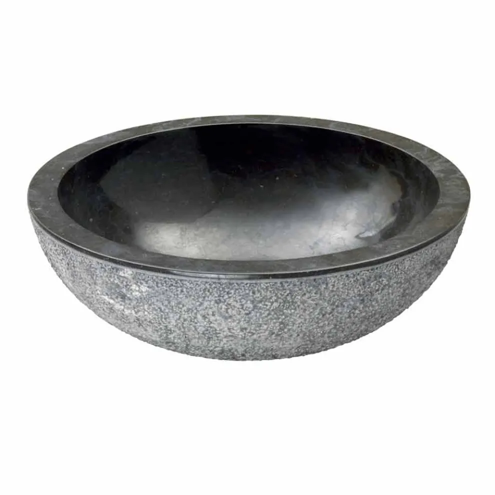 Rundes Aufsatzwaschbecken aus schwarzen Naturstein Pai Modell
