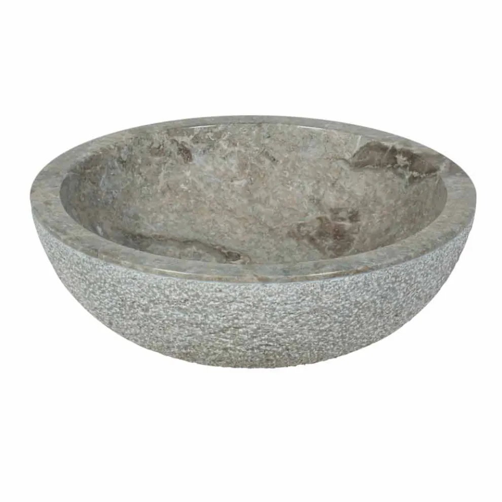 Rundes Aufsatzwaschbecken aus grauen Naturstein Pai Modell