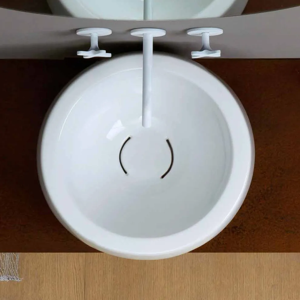 Rundes Aufsatzwaschbecken aus Keramik, Design made in Italy Elisa