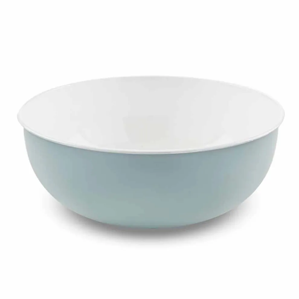 Rundes Aufsatzwaschbecken aus emailliertem Metall in Weiß und Himmelblau - Sky