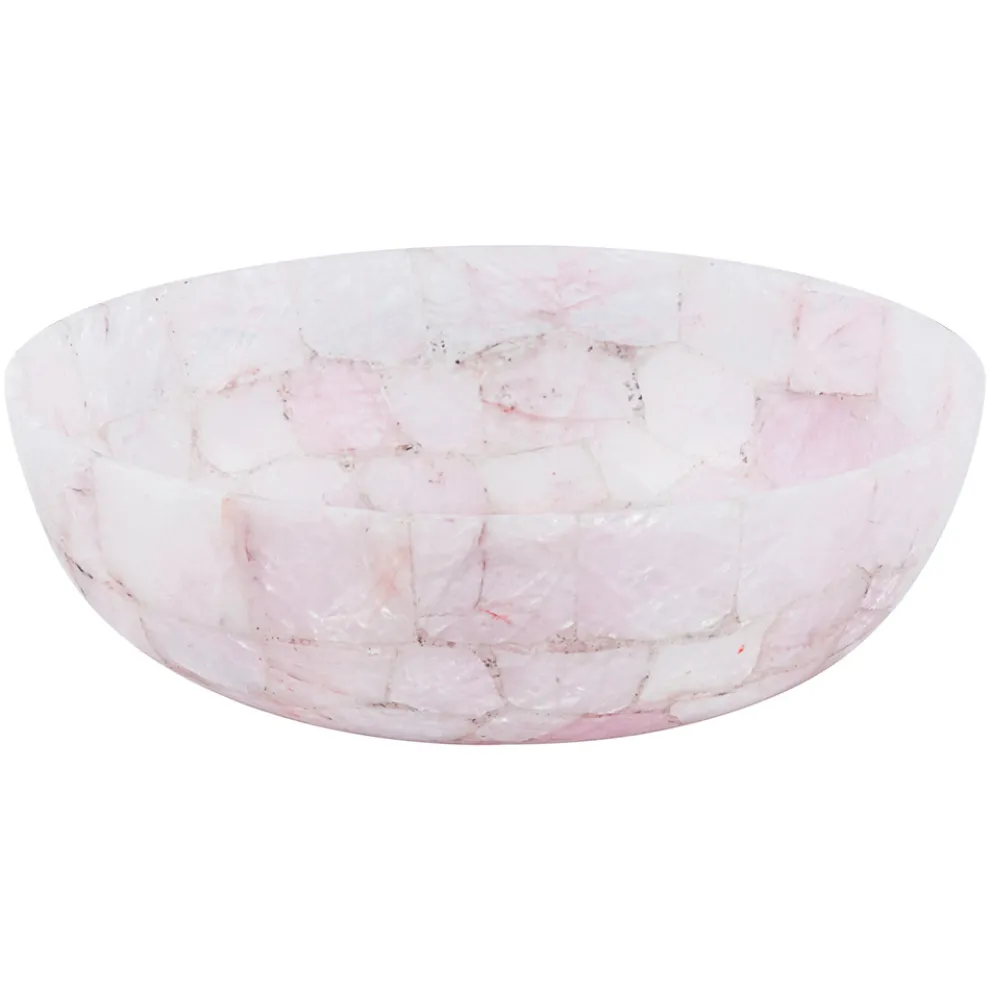 Rundes Aufsatzwaschbecken aus rosa Quarz Paloma Design, handgemacht