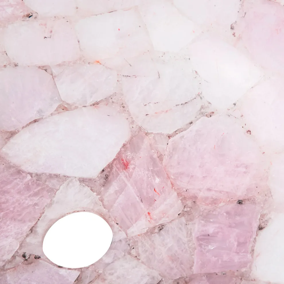 Rundes Aufsatzwaschbecken aus rosa Quarz Paloma Design, handgemacht