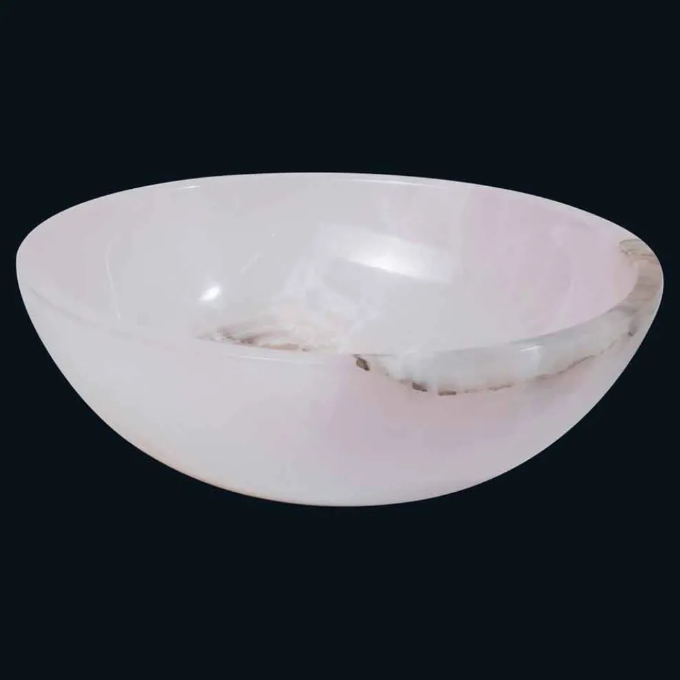 Rundes Design-Aufsatzwaschbecken aus rosa Onyx Atreo, Einzelstück