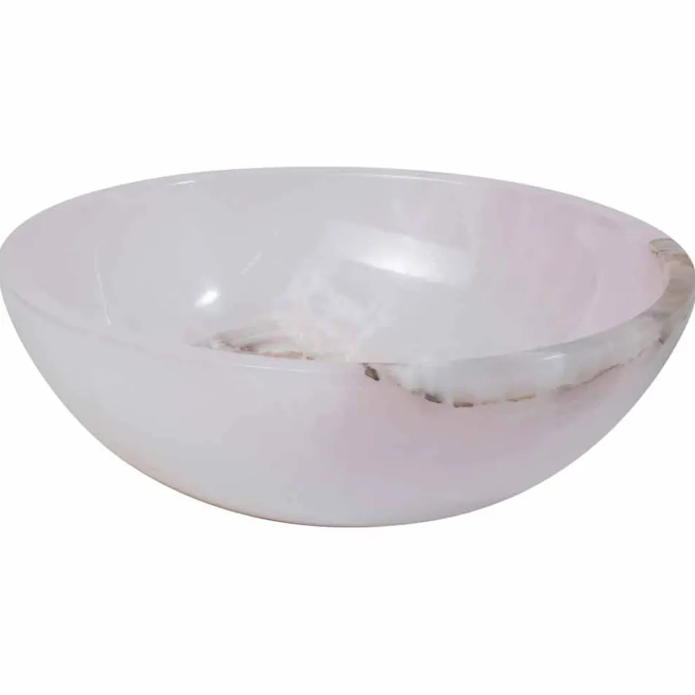 Rundes Design-Aufsatzwaschbecken aus rosa Onyx Atreo, Einzelstück