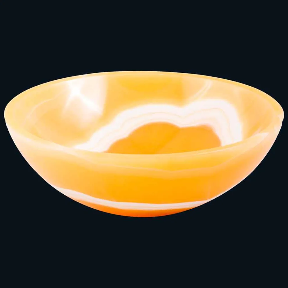 Rundes Design-Aufsatzwaschbecken aus orangem Onyx Stein Aris