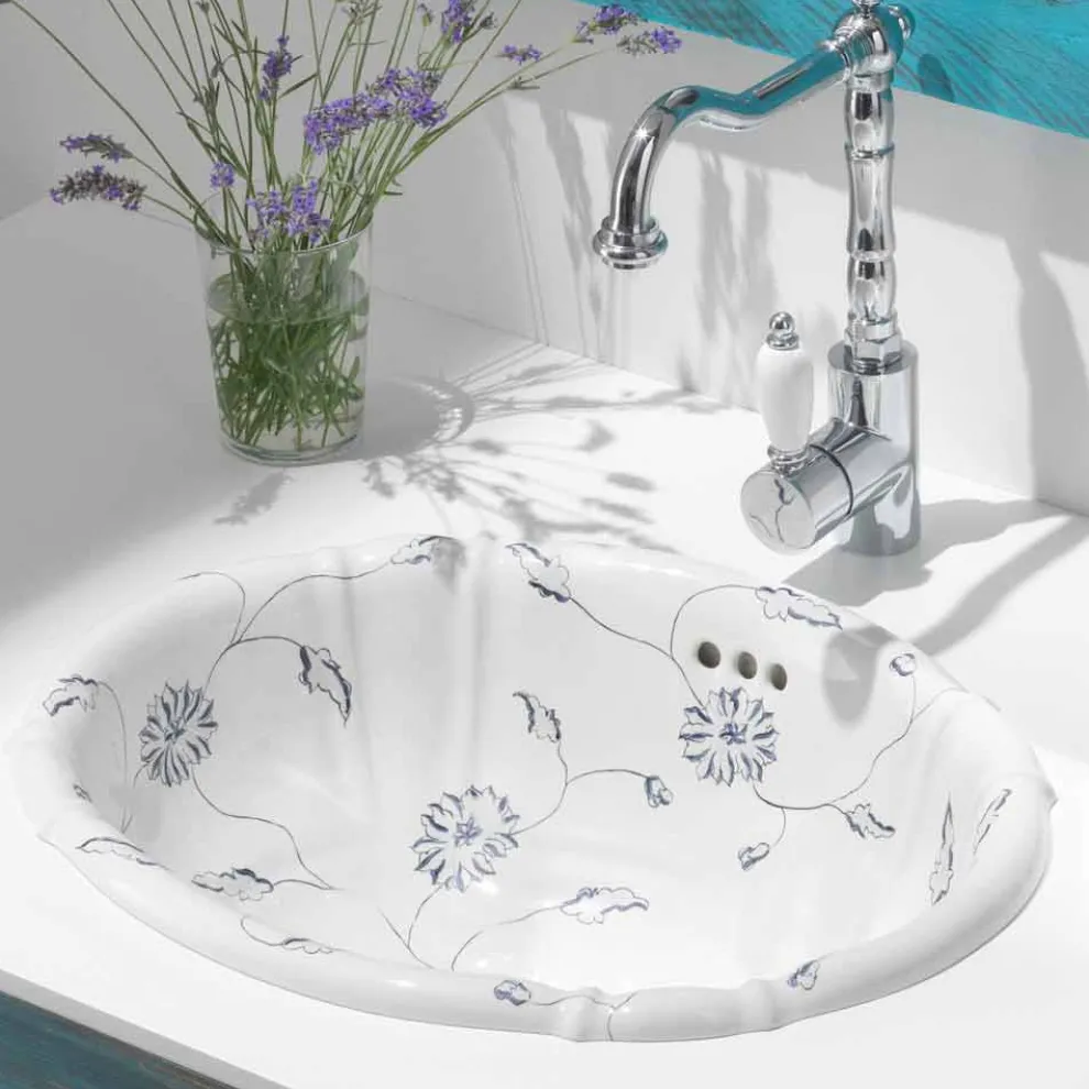 rundes Einbauwaschbecken asu Porzellan klassisch made in Italy, Santiago