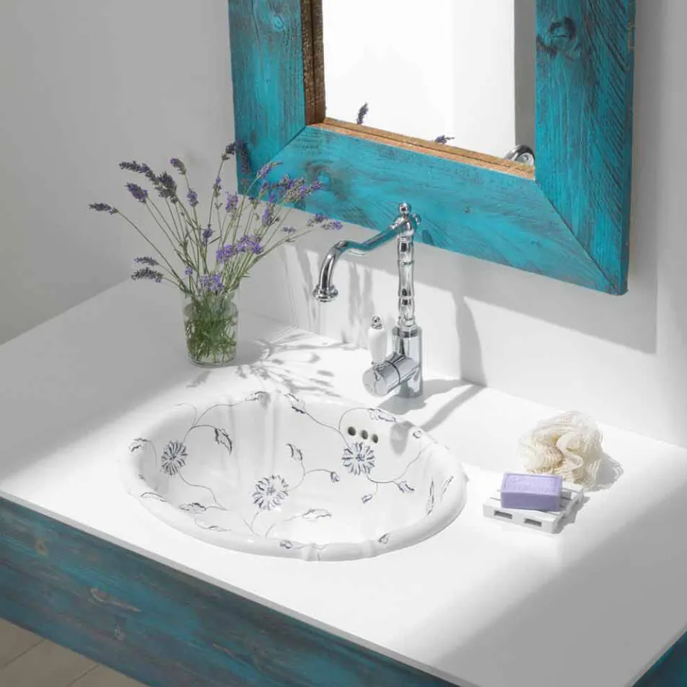 rundes Einbauwaschbecken asu Porzellan klassisch made in Italy, Santiago