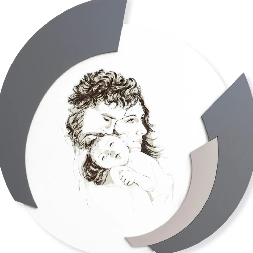 Rundes, mit Laser gefertigtes Bild der Familie Made in Italy - Margherita