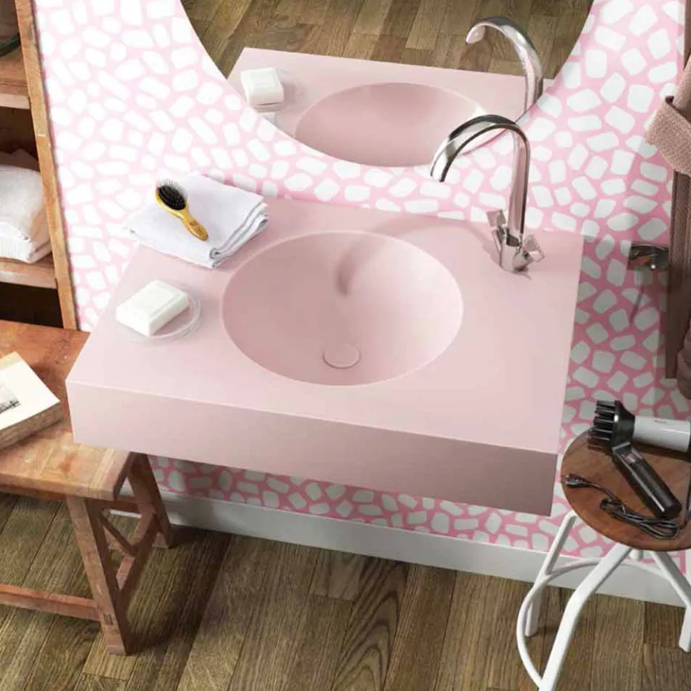 Rundes Wand Hängewaschbecken aus Luxolid in Italien hergestellt,Ruffano