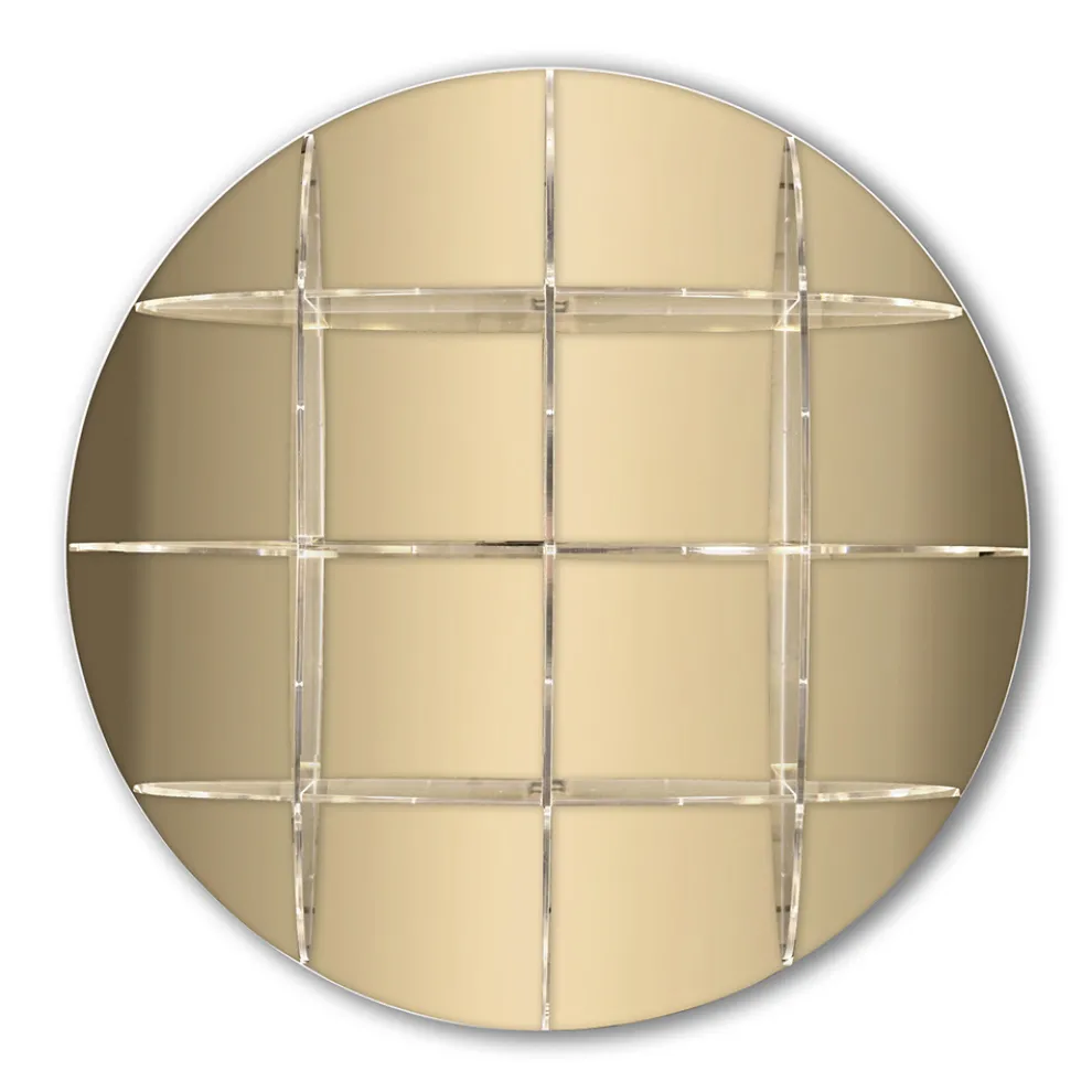 Rundes Wand-Bücherregal aus goldenem oder silbernem Plexiglas Made in Italy - Lizzy