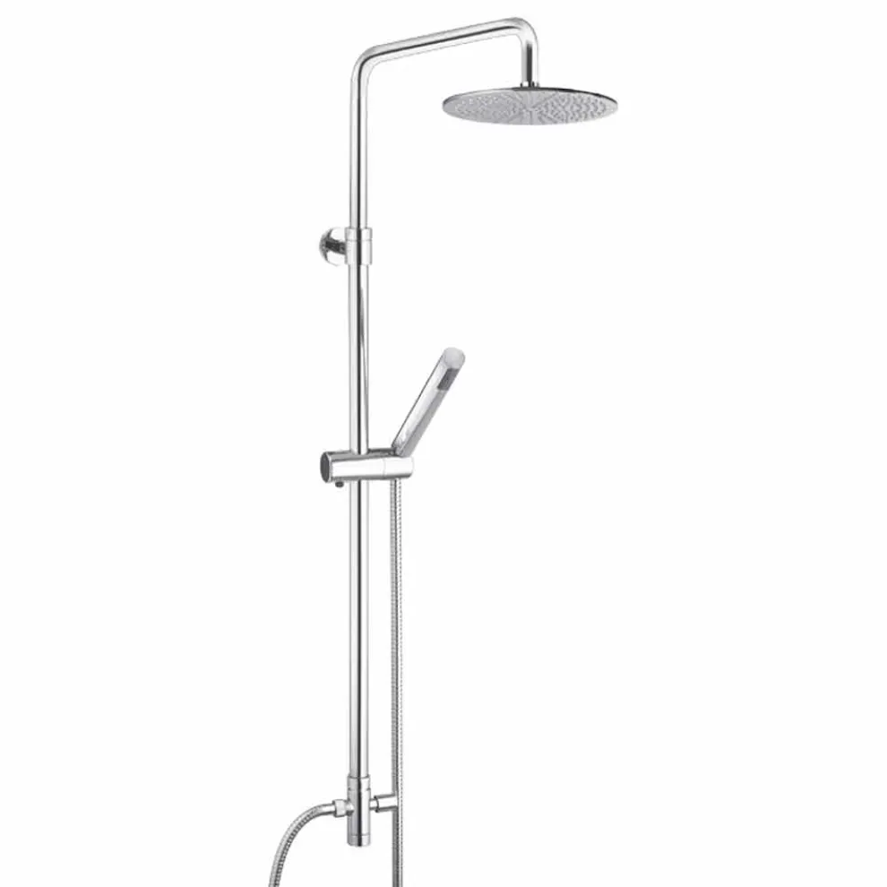 Rundschnitt-Duschsäule aus Messing mit Handbrause Made in Italy - Amadeo