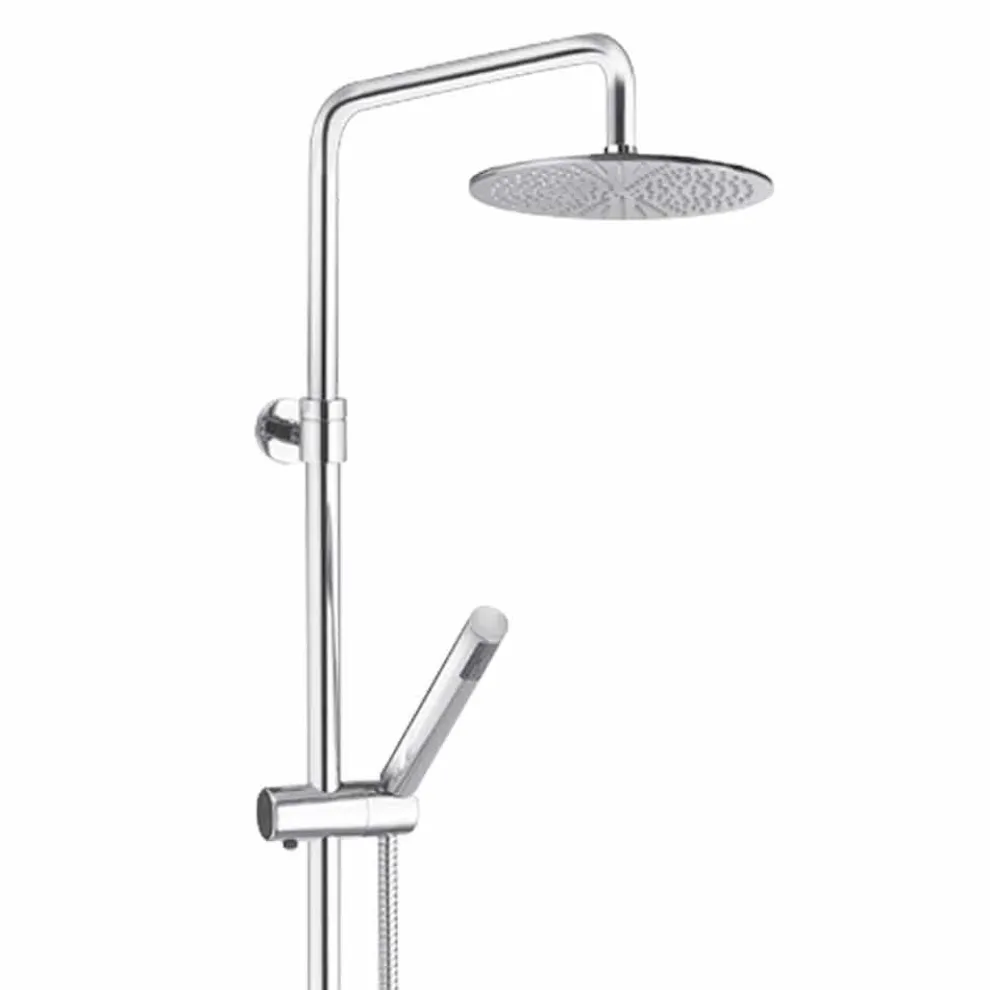 Rundschnitt-Duschsäule aus Messing mit Handbrause Made in Italy - Amadeo