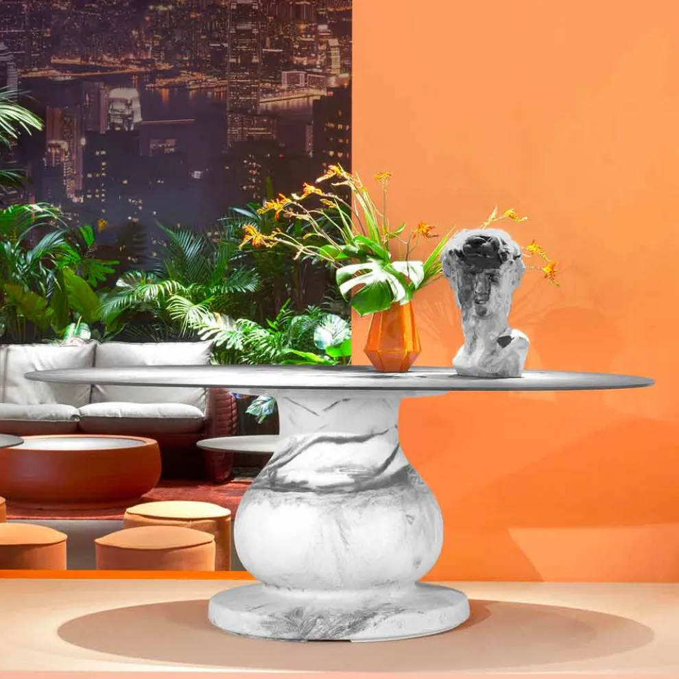 Rundtisch im klassischen Design aus HPL, Durchmesser 140cm - Ottocento