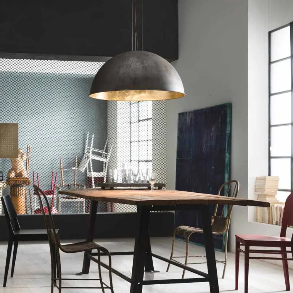 Rustikale Pendelleuchte aus Messing oder Eisen Ø40 cm Galileo von Il Fanale