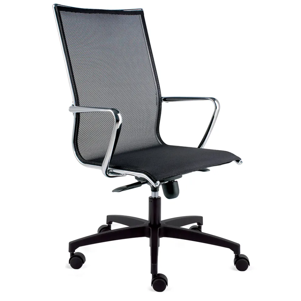 Hoher ergonomischer Bürodrehstuhl mit Rollen und Armlehnen - Filanna