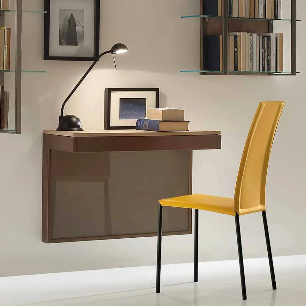 Wandtisch aus Melamin und Metall mit Schublade Made in Italy - Silicon