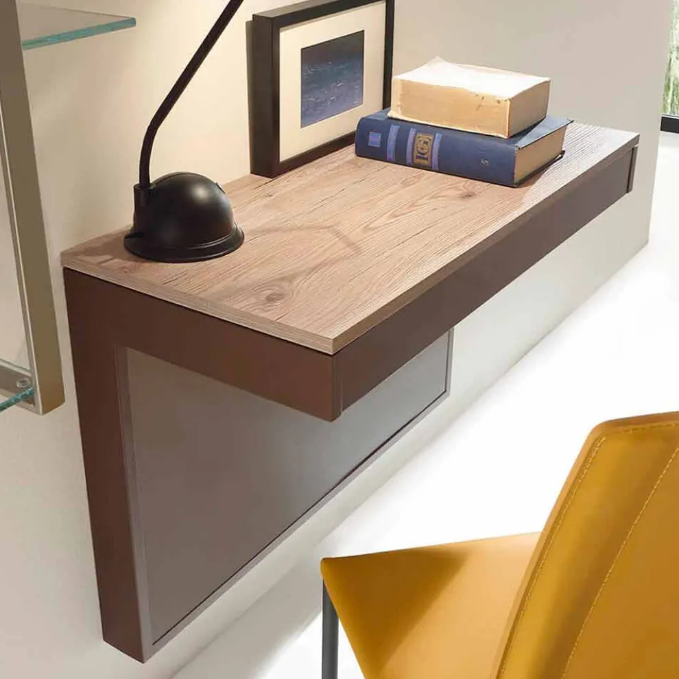 Wandtisch aus Melamin und Metall mit Schublade Made in Italy - Silicon