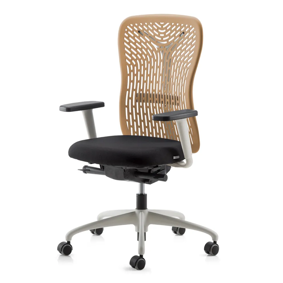 Ergonomischer und drehbarer Bürostuhl mit Armlehnen und weißer Struktur - Fulvio