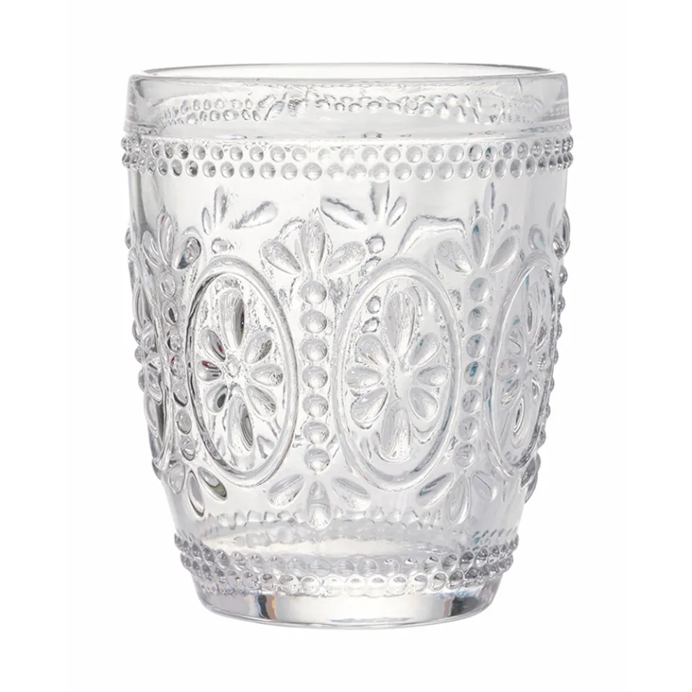 Dekorierte Wassergläser aus transparentem Glas 12 Stück - Palazzo