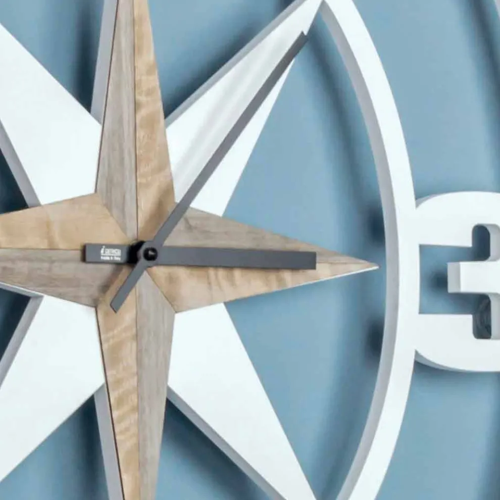 Große Wanduhr Design in Shabby White und Brown Wood - Scharnier