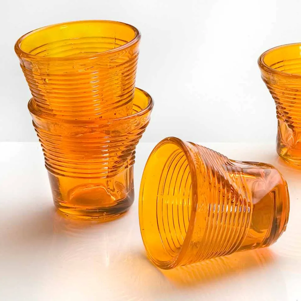 12 Kaffeetassen zerknittertes farbiges Designglas - Sarabi