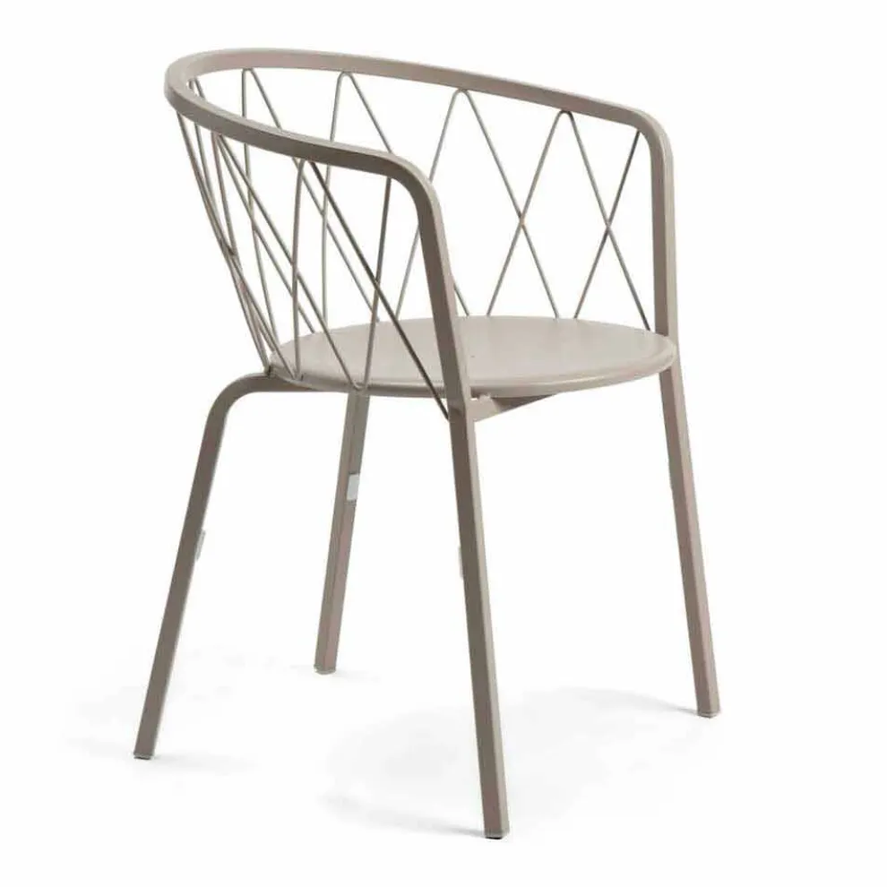 2 Outdoor-Sessel aus lackiertem Metall stapelbar Made in Italy - Adia