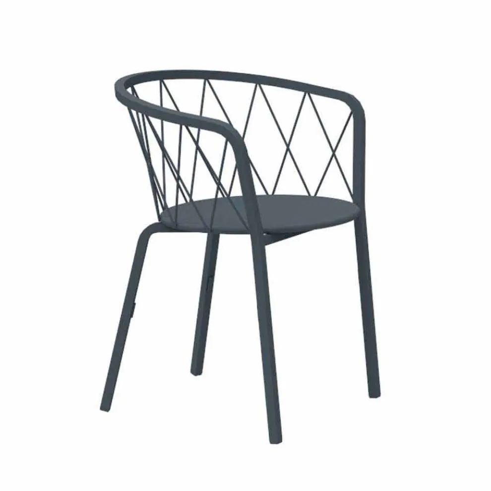 2 Outdoor-Sessel aus lackiertem Metall stapelbar Made in Italy - Adia