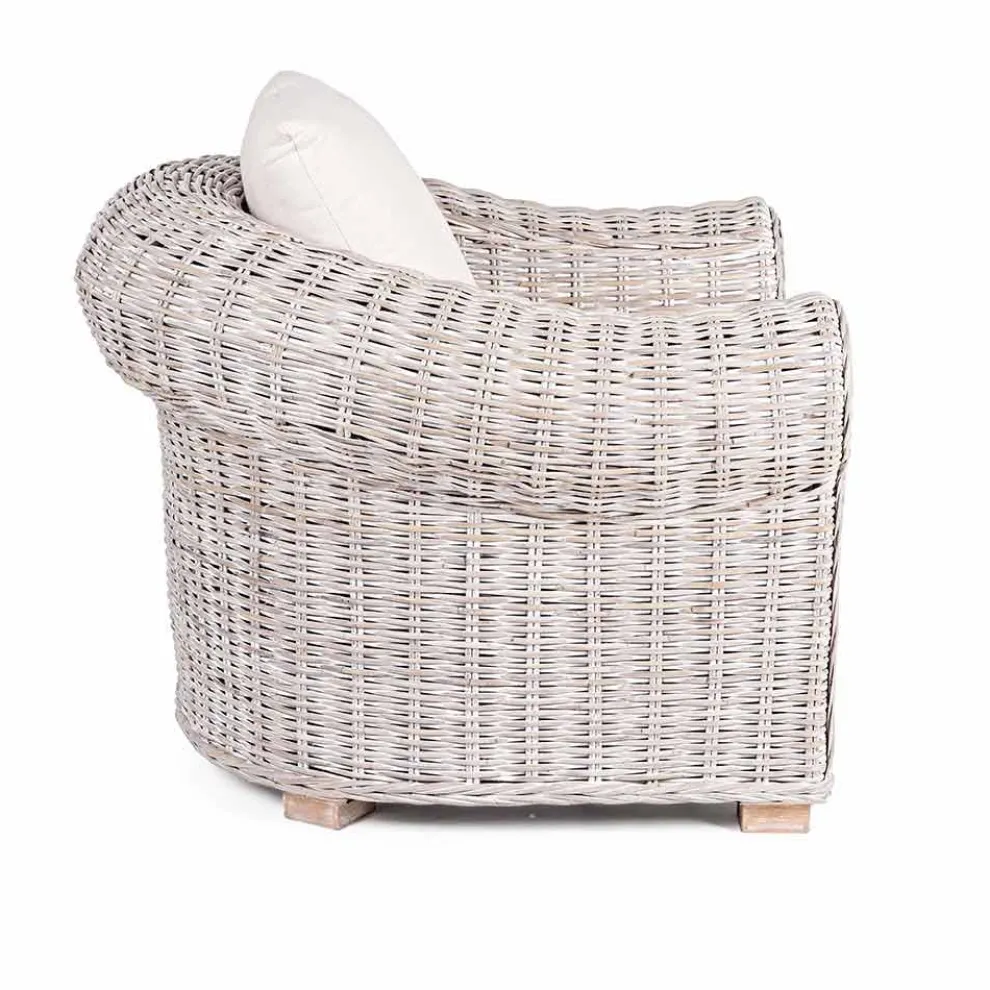 Ethnischer Sessel für drinnen oder draußen in Rattan Homemotion - Francioso