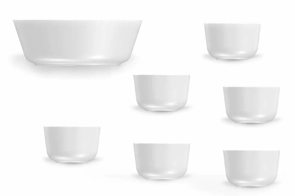 Modernes Design Weiße Porzellantassen und Schalen Set 7 Stück - Arktis