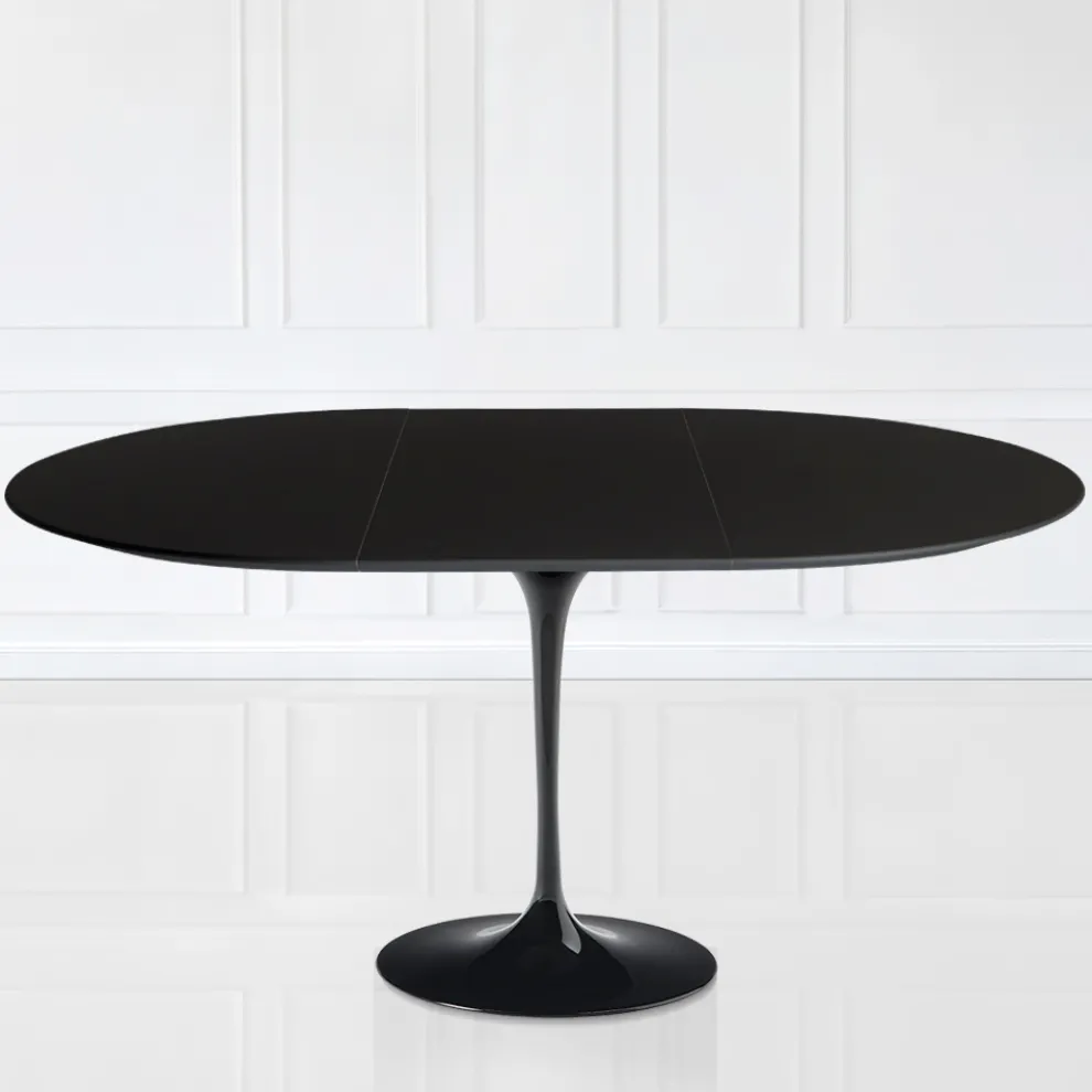 Saarinen Tulip Tisch H 74 ausziehbar aus schwarzem Flüssiglaminat Made in Italy - Scharlachrot