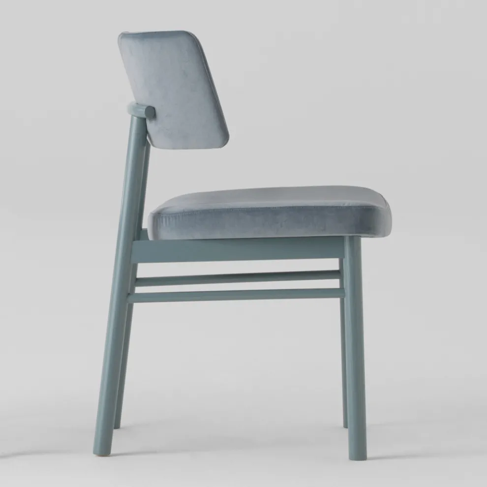 Samtstuhl mit Sockel aus bemalter Esche Made in Italy, 2 Stück - Alaska