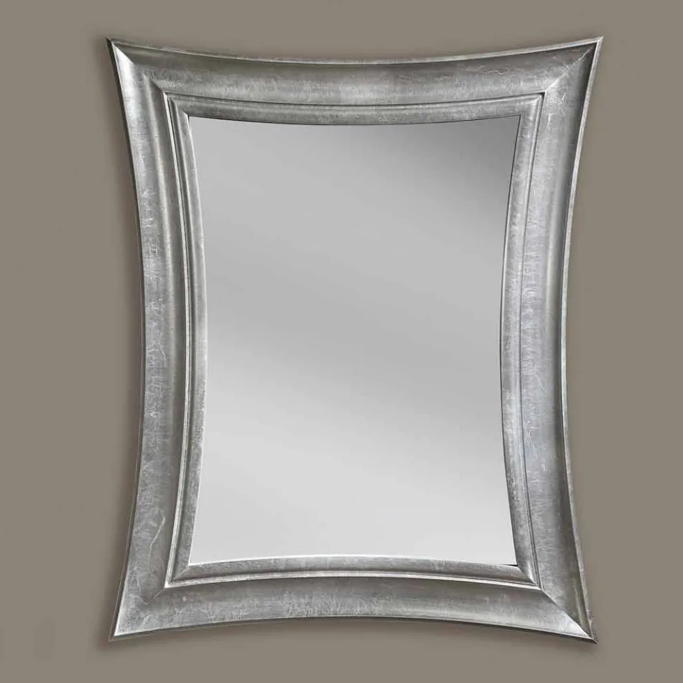 Sandro handgefertigter rechteckiger Wandspiegel aus Holz hergestellt in Italien