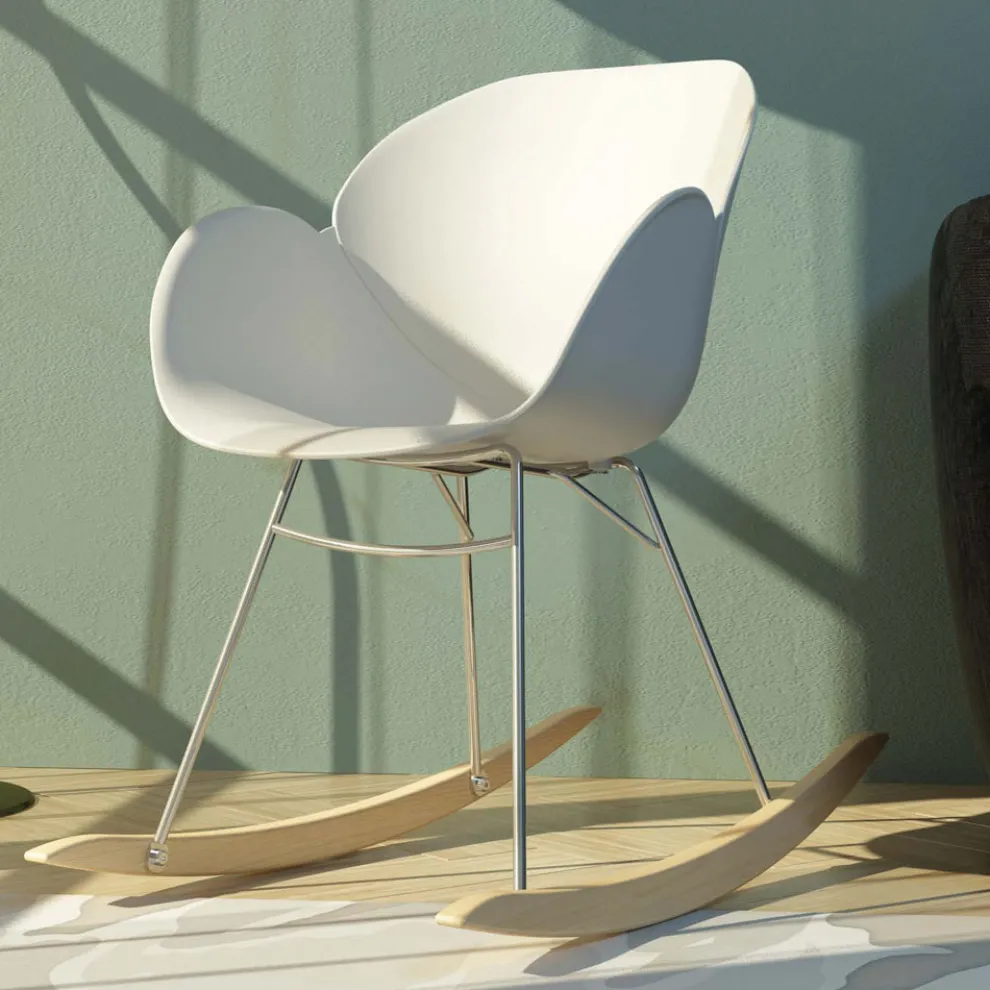 Schaukelstuhl für Wohnzimmer aus Metall und Polypropylen, 2 Stück - Lorena